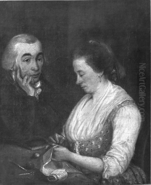 Doppelbildnis eines Ehepaares Oil Painting by Moritz Kellerhoven