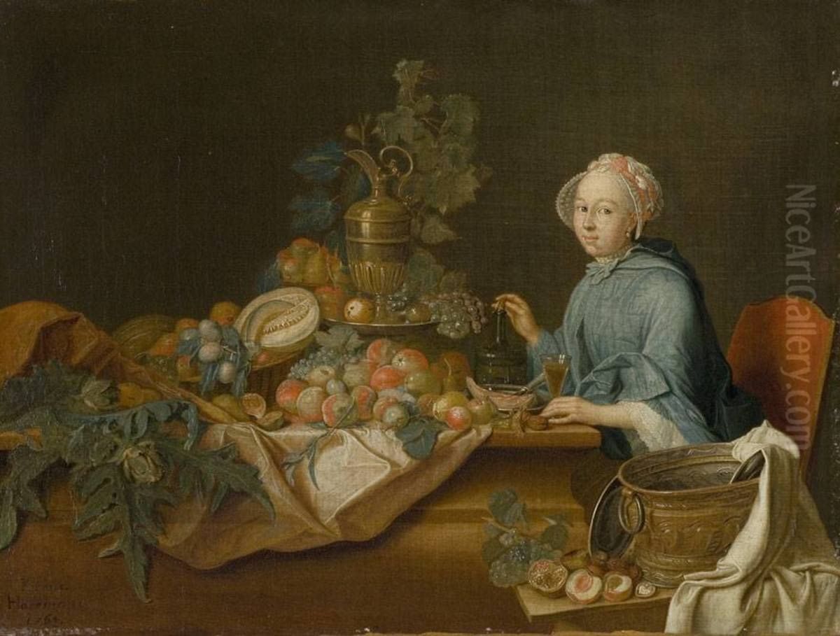 Fruchtestillleben mit weiblicher Figur Oil Painting by Peter Jacob Horemans