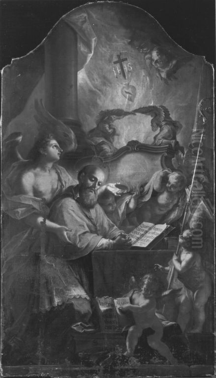 Hl. Franz von Sales Oil Painting by Johann Georg Bergmuller
