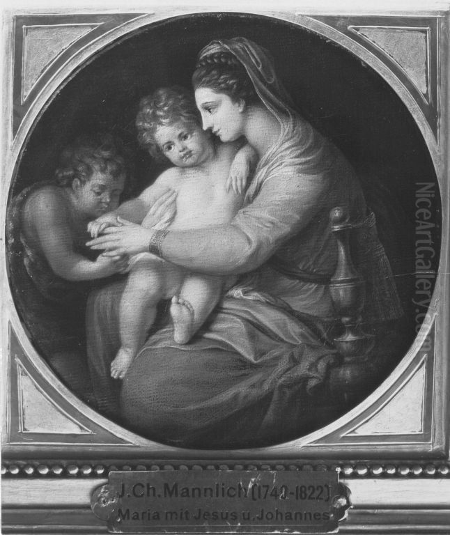 Madonna mit Kind und Johannesknaben Oil Painting by Johann Christian von Mannlich