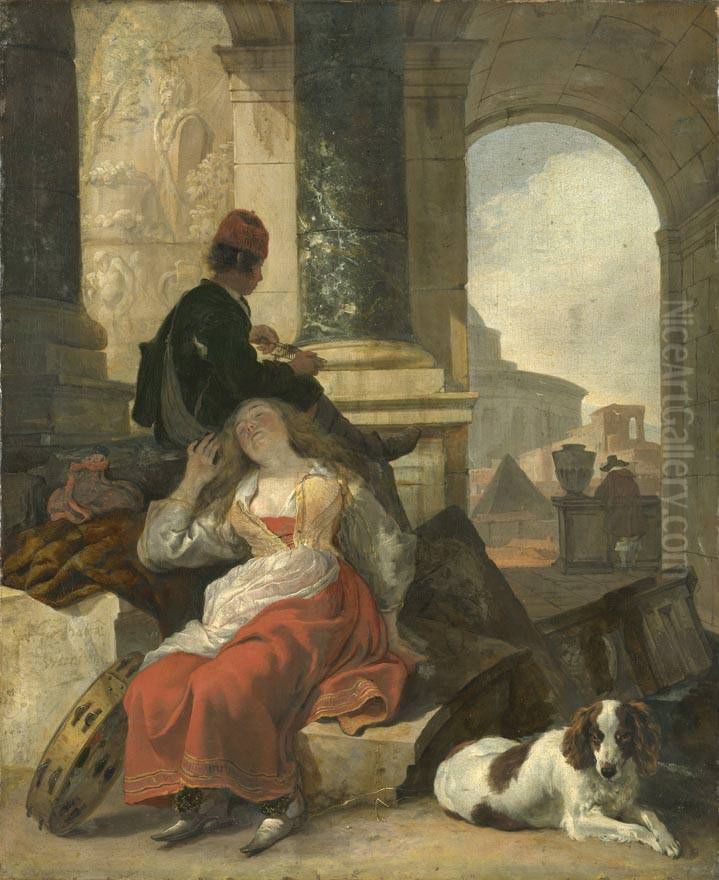 Schlafendes Madchen Oil Painting by Jan Baptist Weenix