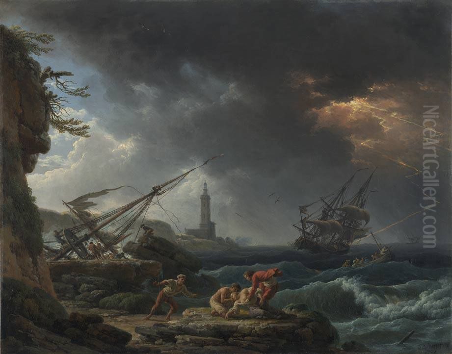 Die Gefahren des Meeres Oil Painting by Joseph Vernet