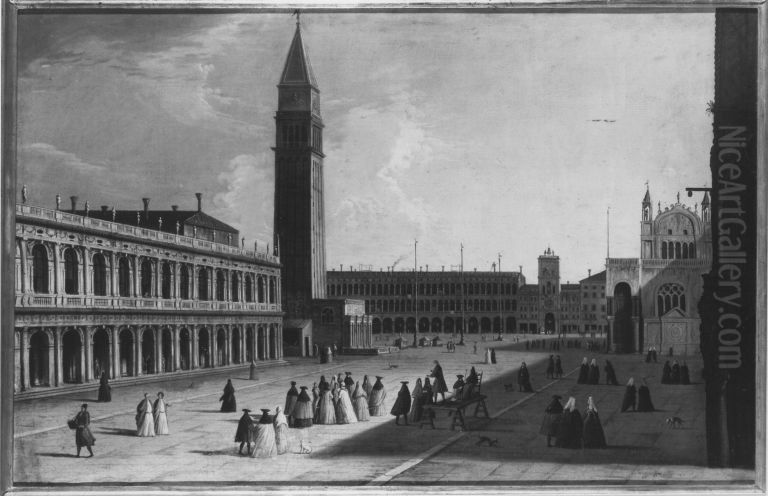 Blick uber die Piazzetta gegen den Markusplatz Oil Painting by Canaletto
