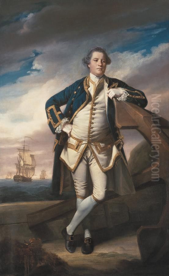 Captain Philemon Pownall Oil Painting by Of Sir Joshua Reynolds
