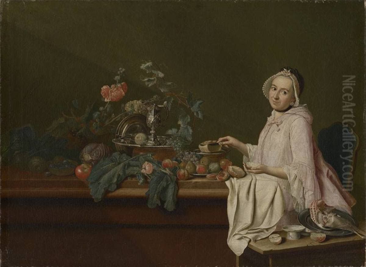 Stillleben mit vornehmer Dame Oil Painting by Peter Jacob Horemans