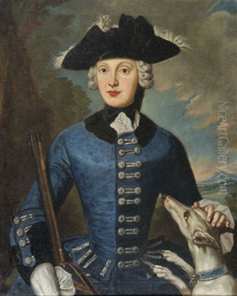 Kurfurstin Maria Anna, geb. Prinzessin von Sachsen, Gattin von Kurfurst Max Joseph III. im Jagdhabit Oil Painting by Franz Joseph Winder