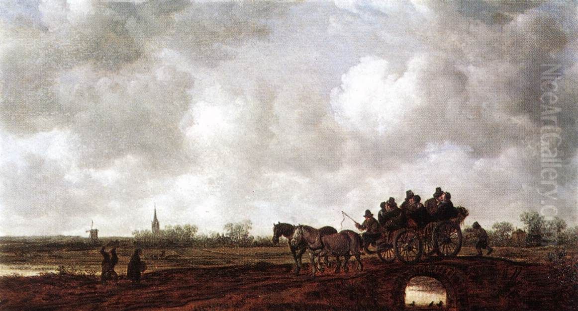 Horse Cart on a Bridge Oil Painting by Jan van Goyen