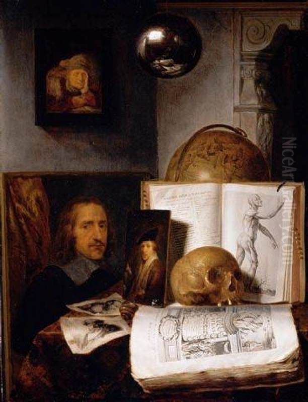 Still Life with a Skull Oil Painting by Simon Luttichuys