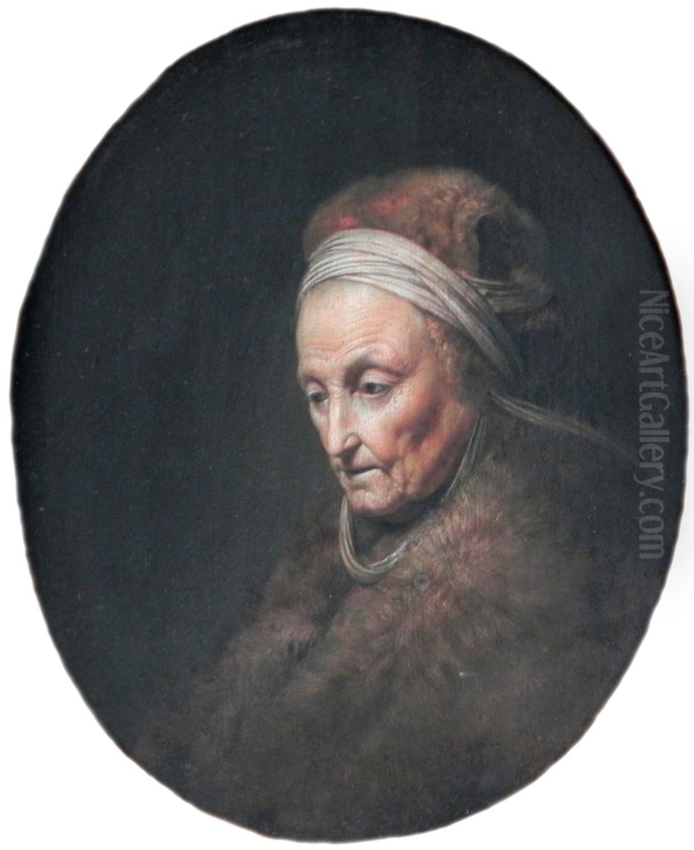 Old Woman with Fur Cap Oil Painting by Gerrit Dou