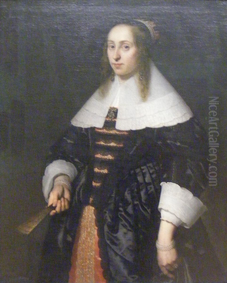 Femme en robe noire Oil Painting by Bartholomeus Van Der Helst