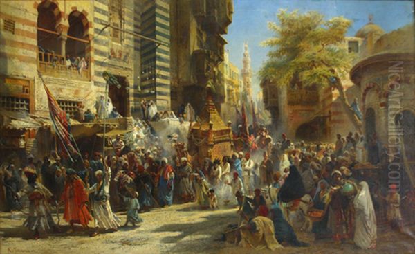 Muhammed's carpet moving from Mecca to Cairo Oil Painting by Konstantin Makovsky