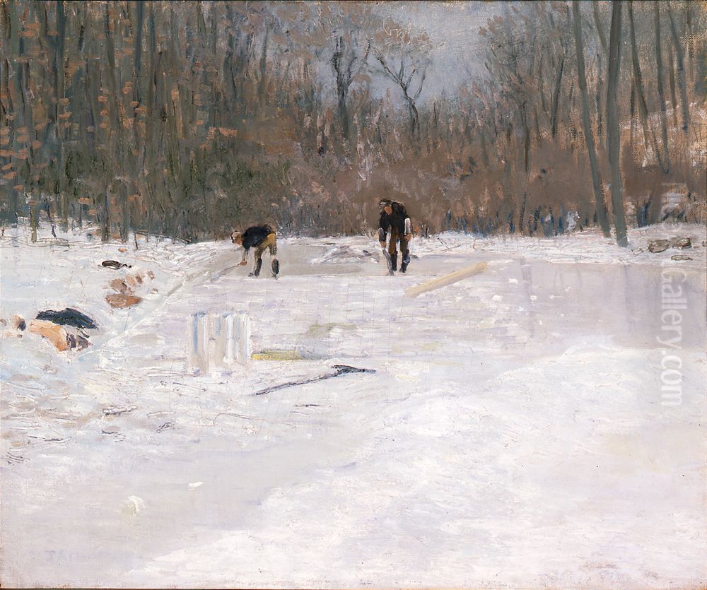 The Ice Cutters Oil Painting by J. Alden Weir