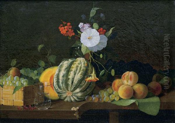 Still life. Flowers and fruits Oil Painting by Ivan Khrutsky