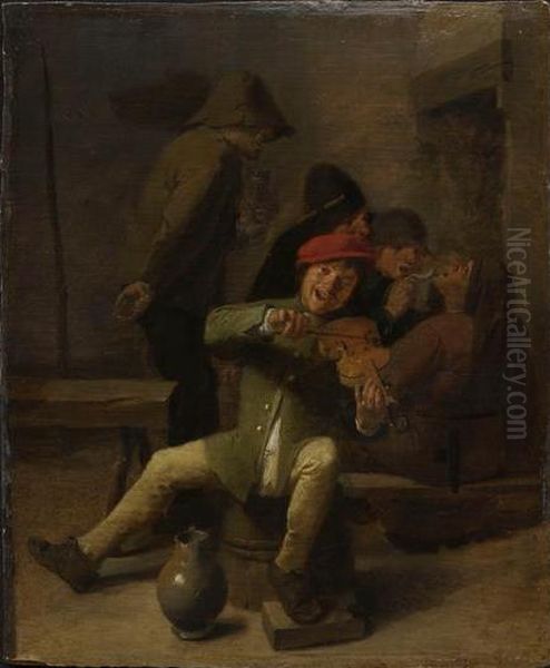 Dorfmusikanten (Das Gehor) Oil Painting by Adriaen Brouwer