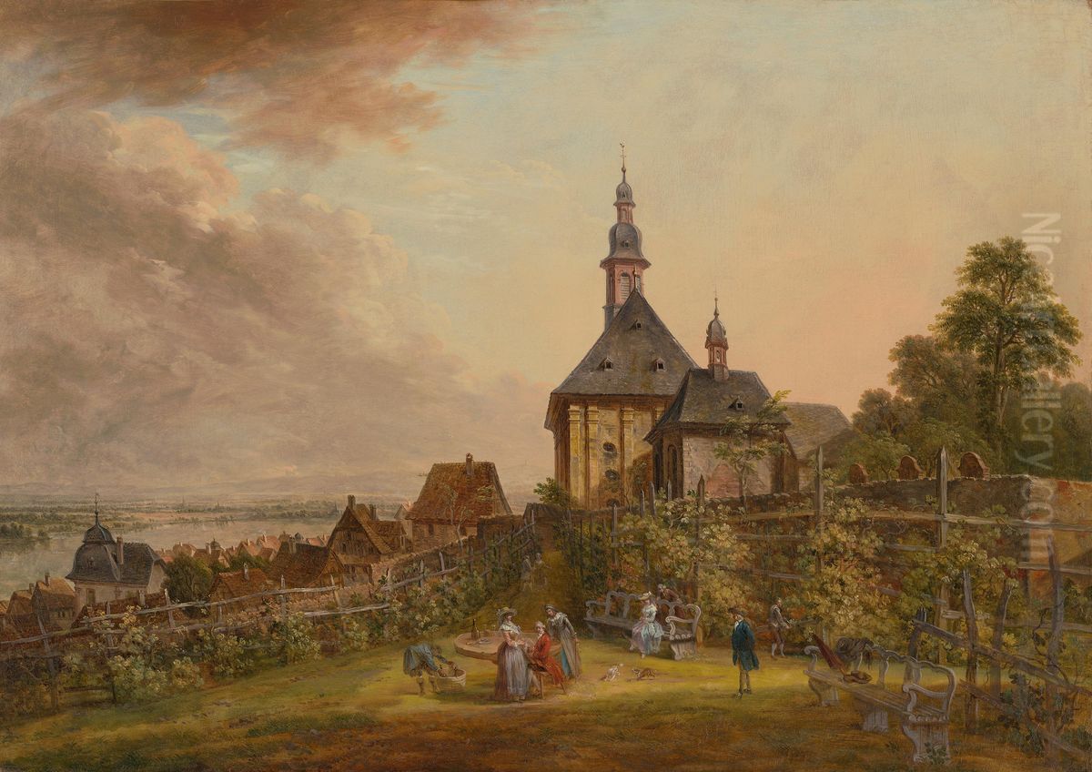 Ansicht der Weisenau bei Mainz Oil Painting by Christian Georg Schutz