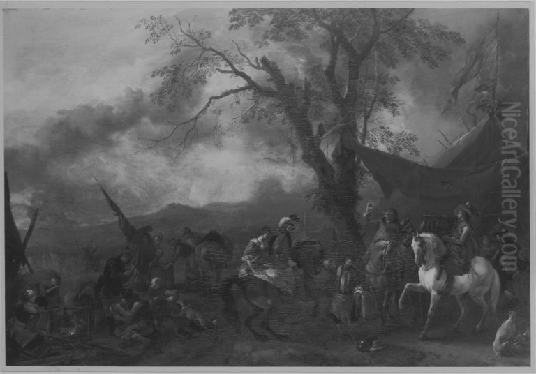 Aufbruch aus dem Lager Oil Painting by Philips Wouwerman