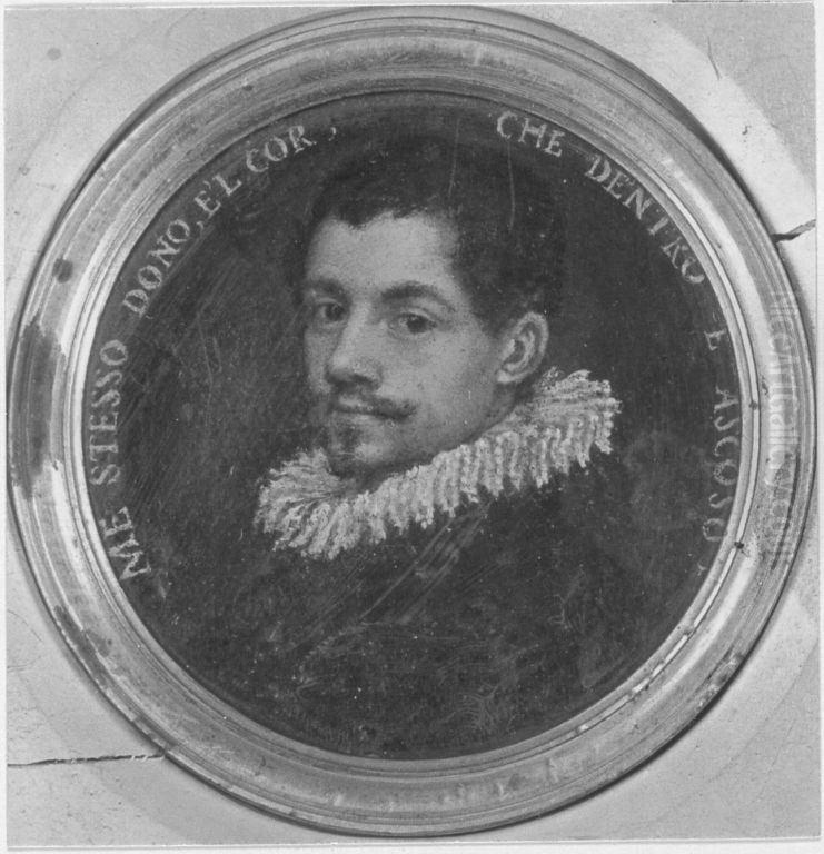 Bildnis eines jungen Mannes mit Knebelbart (Selbstbildnis?) Oil Painting by Annibale Carracci