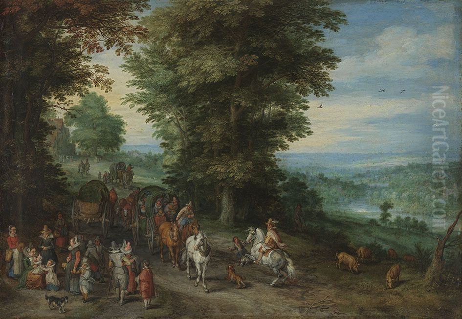Belebte Landstrasse Oil Painting by Jan Brughel