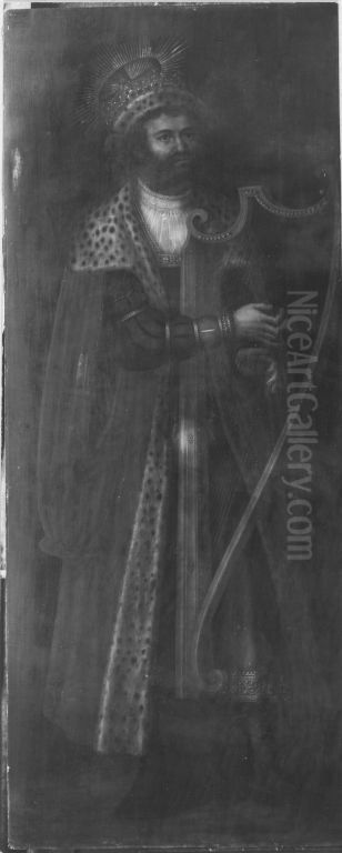 Konig David mit der Harfe Oil Painting by Lucas Cranach the Elder
