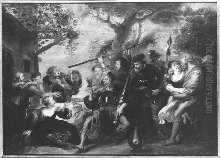 Marodierende Soldaten mit Dirnen Oil Painting by (studio of) Rubens, Peter Paul