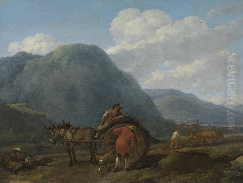 Landschaft mit Eselskarren Oil Painting by Nicolaes Pieterszoon Berchem