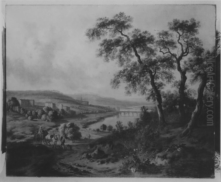 Landschaft mit Fluss Oil Painting by Jan Wijnants