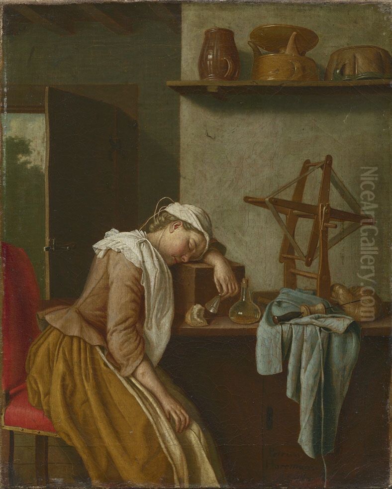 Schlafendes Kuchenmadchen Oil Painting by Peter Jacob Horemans