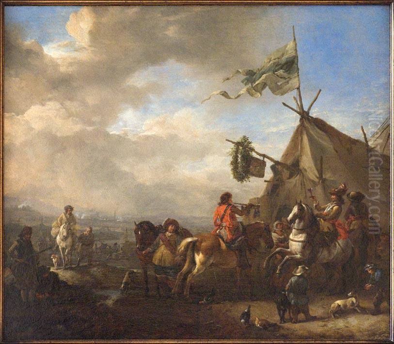 Soldatenlager Oil Painting by Philips Wouwerman