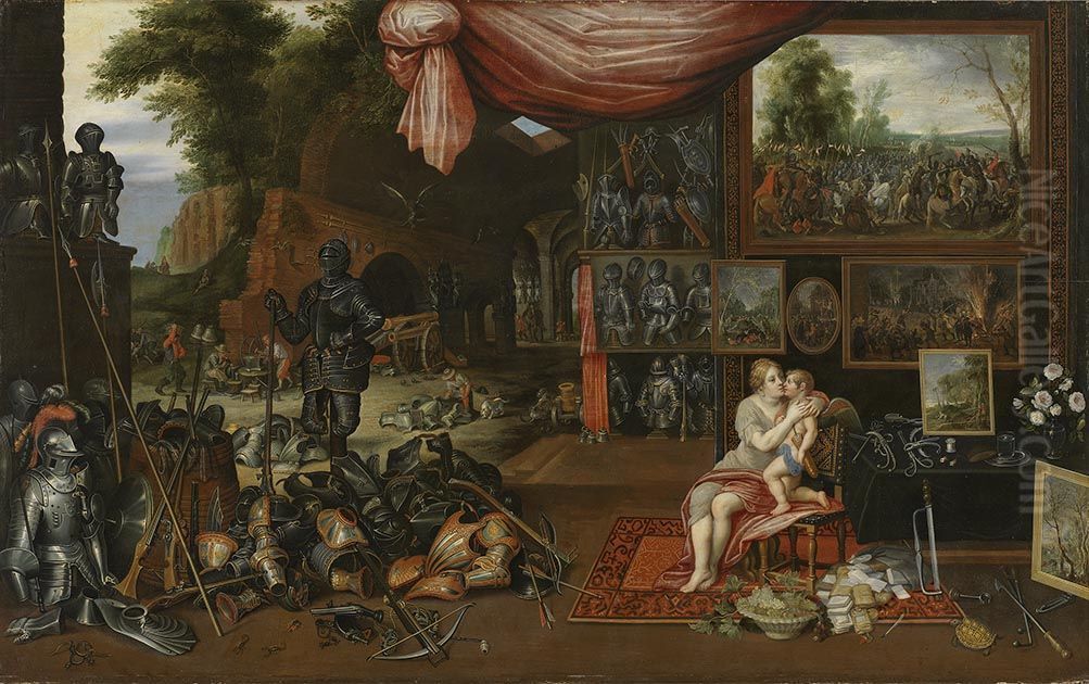 Venus und Amor in der Schmiede des Vulkan Oil Painting by Jan Brughel
