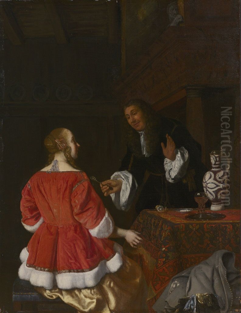 Das Zitronenscheibchen Oil Painting by Jacob Ochtervelt