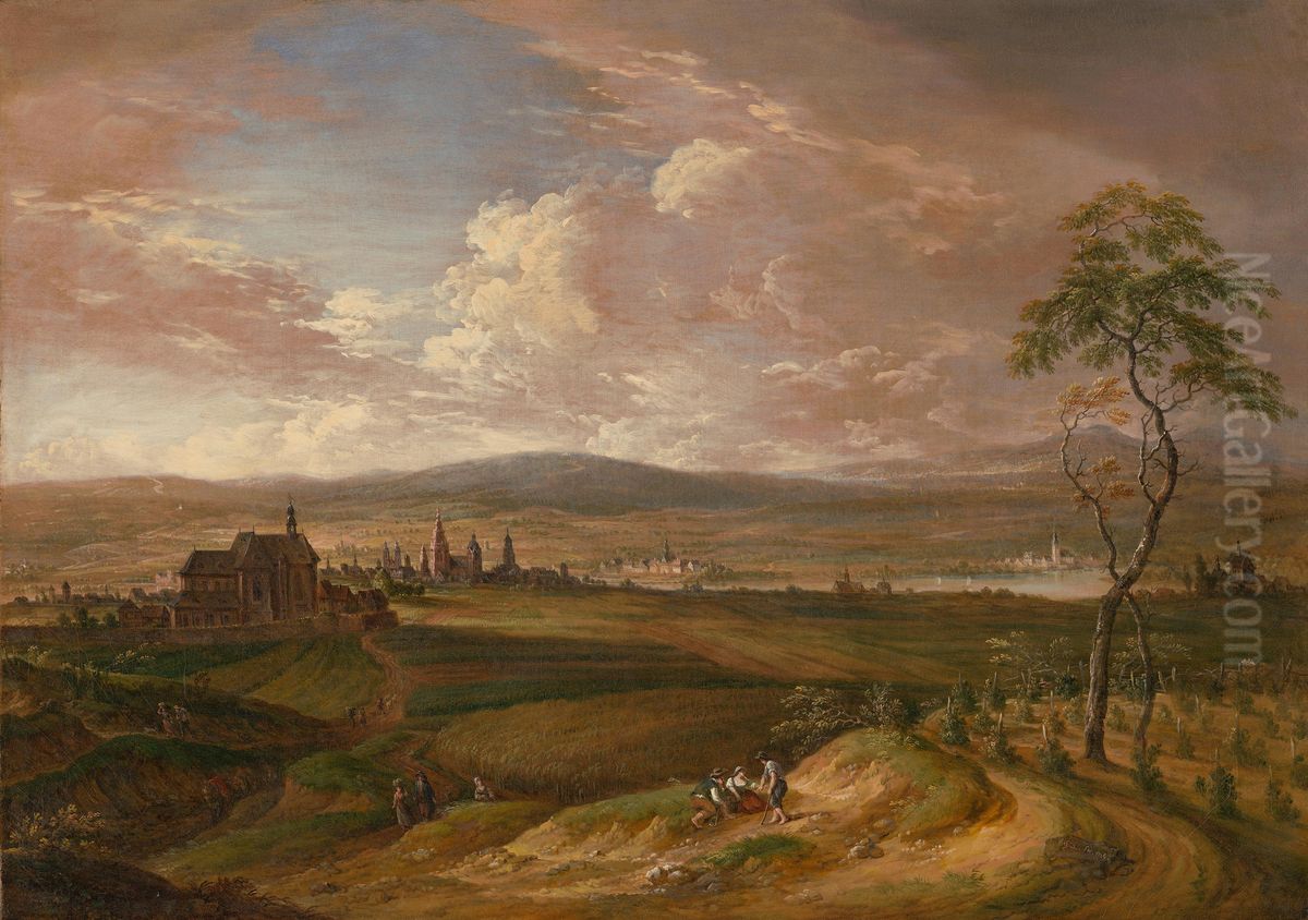 Ansicht von Mainz von der Ostseite Oil Painting by Christian Georg Schutz
