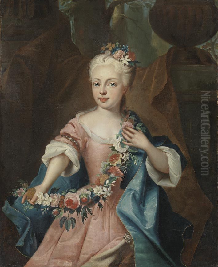 Bildnis der Erzherzogin Maria Theresia von Osterreich, spatere Kaiserin (1717-1780) Oil Painting by Adam Manyoki