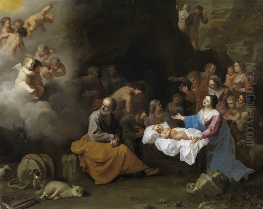 Die Anbetung der Hirten Oil Painting by Cornelius van Poelenburgh