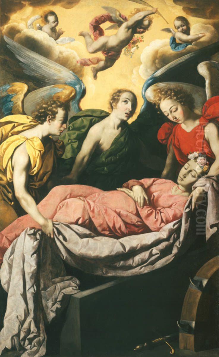 Die Grablegung der hl. Katharina von Alexandrien auf dem Berg Sinai Oil Painting by Francisco De Zurbaran