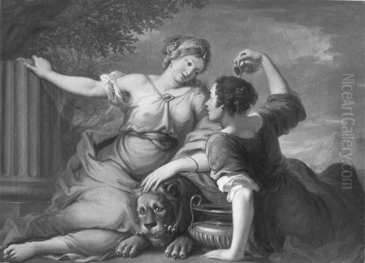 Fortitudo und Temperantia Oil Painting by Johann Jakob Dorner the Elder