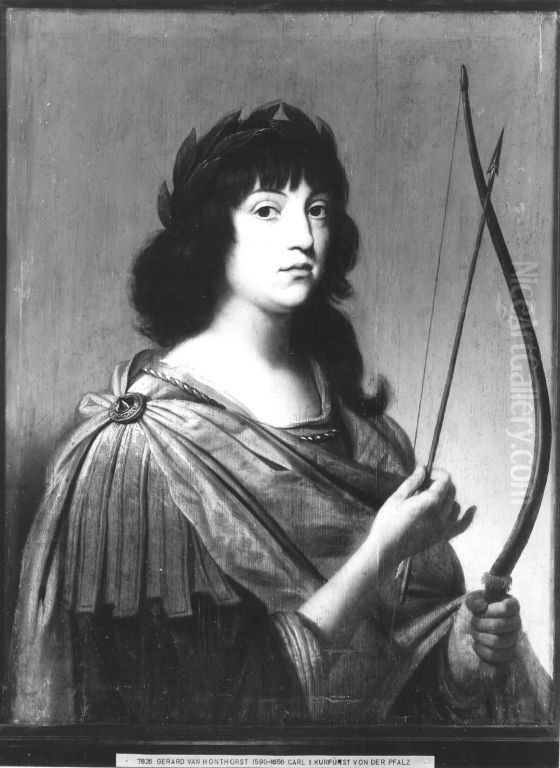 Bildnis des Kronprinzen Karl Ludwig von der Pfalz als Apoll (1617-1680) Oil Painting by Gerard van Honthorst