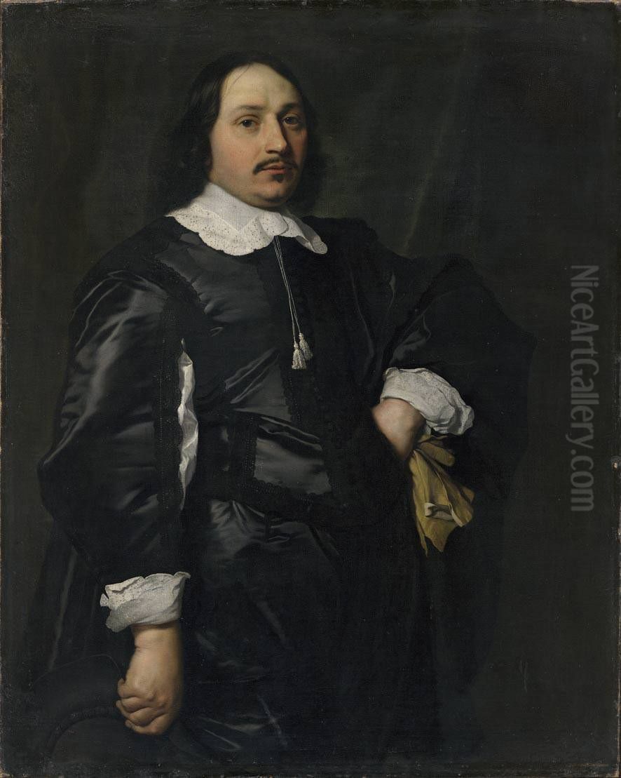 Portrait of a Man in Black Oil Painting by Bartholomeus Van Der Helst
