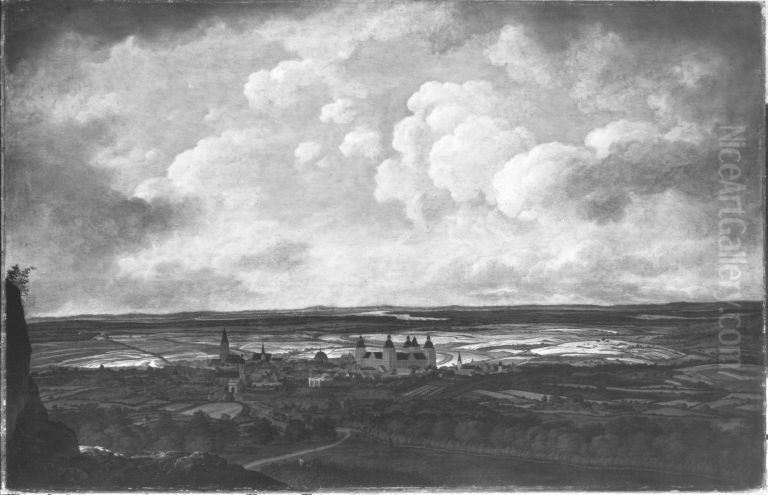 Blick auf Aschaffenburg von Osten (Aschaffenburger Zyklus) Oil Painting by Ferdinand Kobell