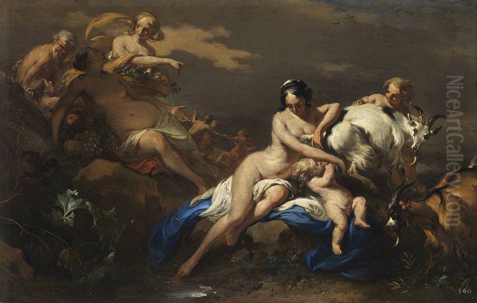 Jupiter von Nymphen gepflegt Oil Painting by Nicolaes Pieterszoon Berchem