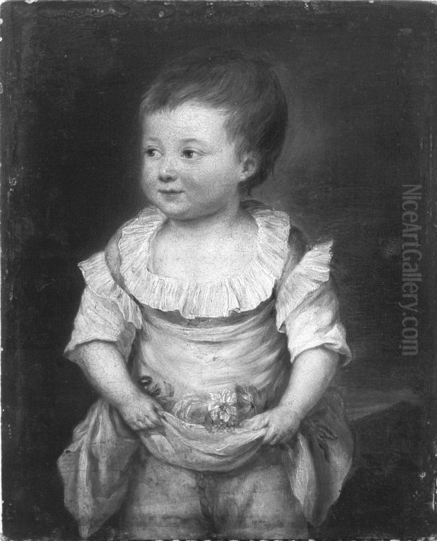 Kind mit Blumen Oil Painting by Franz Peter Kymli