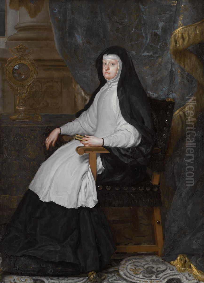 Maria Anna von Osterreich, Gemahlin Konig Philipps IV. von Spanien, als Witwe Oil Painting by Claudio Coello