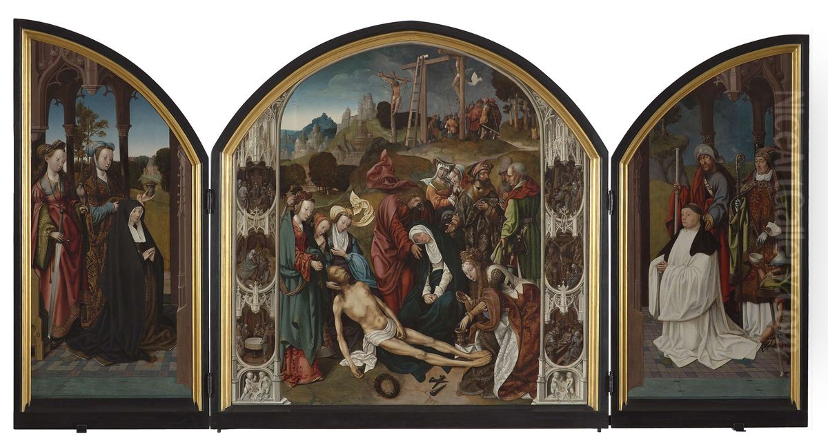 Triptych with the Lamentation of Christ Oil Painting by Cornelis Engebrechtsz.