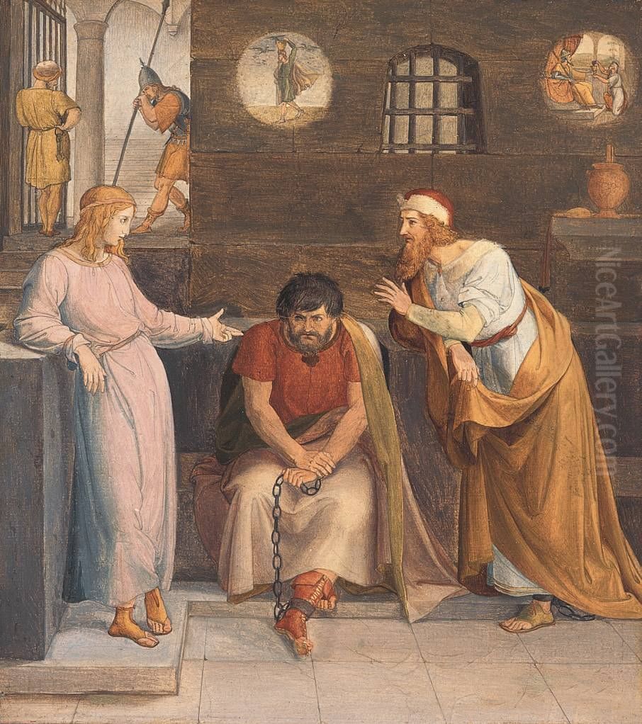 Traumdeutung Josephs Oil Painting by Friedrich Wilhelm Schadow