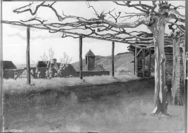 Ansicht von Gelnhausen (Blick von der Stadtmauer auf das innere Holztor) Oil Painting by Carl Freiherr von Pidoll zu Quintenbach