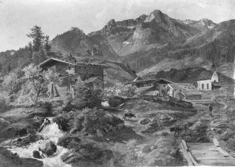 Bad Fuschl im Pinzgau Oil Painting by Friedrich Loos