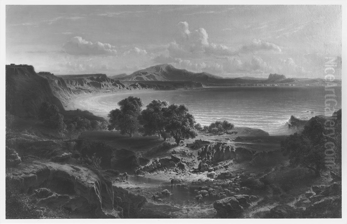 Gebirgslandschaft an der spanischen Kuste Oil Painting by Fritz Bamberger