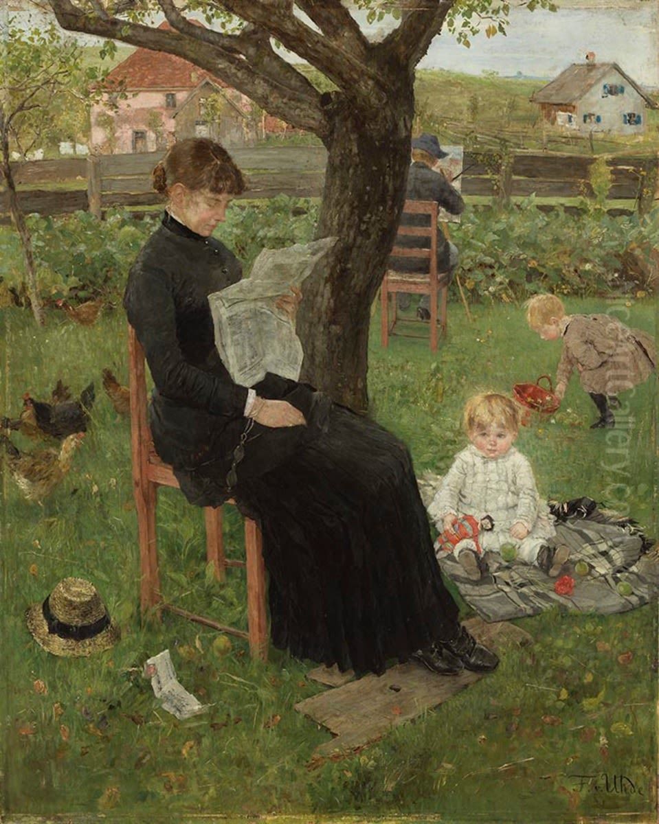 In der Sommerfrische Oil Painting by Fritz von Uhde