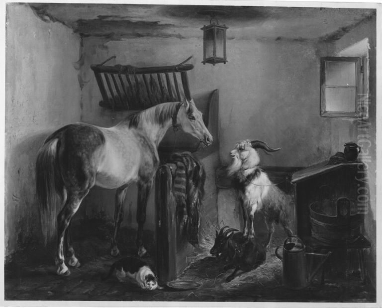 Landlicher Stall Oil Painting by Benno Adam