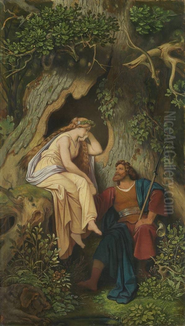 King Krokus and the wood Nymph Oil Painting by Moritz von Schwind