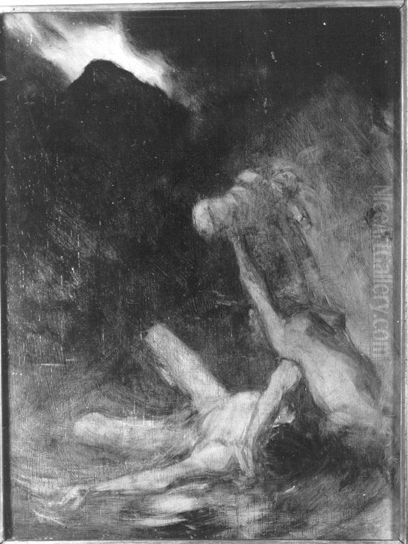 Sintflutmotiv Oil Painting by Wilhelm Lindenschmit the Younger